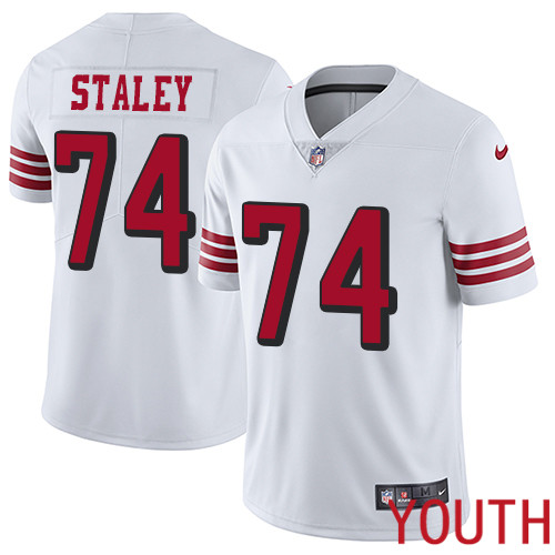 San Francisco 49ers Limited White Youth Joe Staley NFL Jersey #74 Rush Vapor Untouchable->youth nfl jersey->Youth Jersey